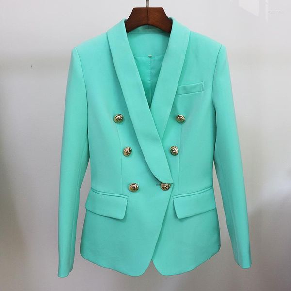 Женские костюмы Mint Green Women Blazer Supt Jacket Классическая двойная грудь хаки шаль. Обычные куртки 2022 Осень