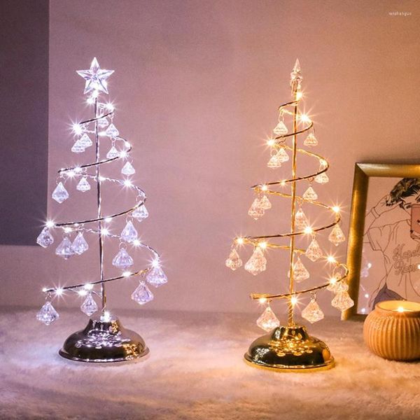 Decorações de Natal Crystal Tree Table Lamp para o quarto Light Lights Decoration Desk Night Light Home Office Study