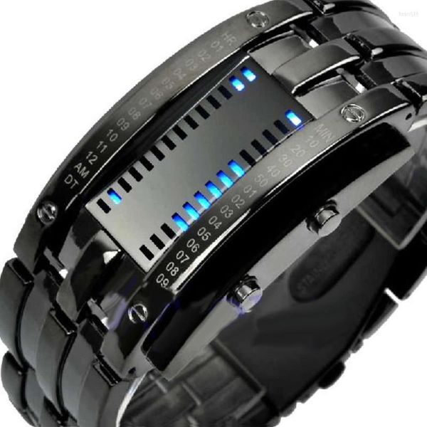 Нарученные часы мужчины женщины творческие роскошные цифровые светодиодные часы браслет дата бинарное водонепроницаемое 30 м военные электроники.