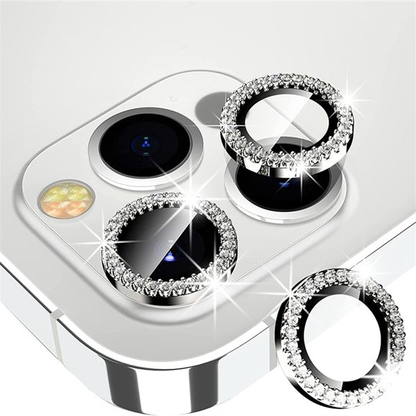 Kamera lens ekran koruyucusu iPhone 15 14 13 12 11 Pro Max Mini Metal Glitter Kamera Kapağı 9H Temperli Cam Dekorasyon Aksesuarları