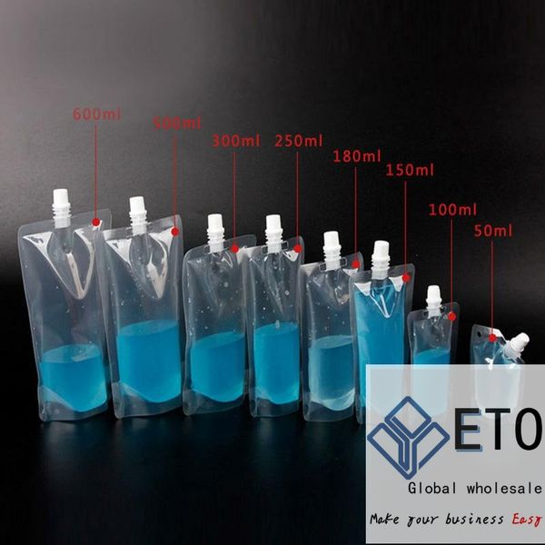 50ml 300ml Stand-up Plastik İçecek Ambalaj Çantası Suyu Süt Sütü Kahve İçecek Sıvı Sıvı Sıfı Çanta İçecek Torbası 100ml 200ml 500ml