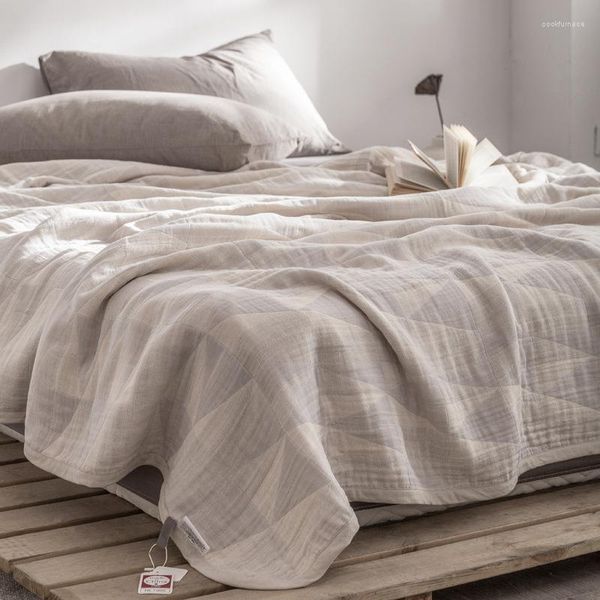 Cobertores ar condicionado manto manta colaboração de algodão gaze macia triangle triângulo de verão de verão único sofá -cama de dupla