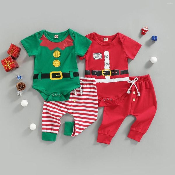 Roupas Conjuntos de roupas Mababy 0-18m Christmas Born Baby Boy Roupas Conjunto de calças de Santa Rodas de Natal roupas D01