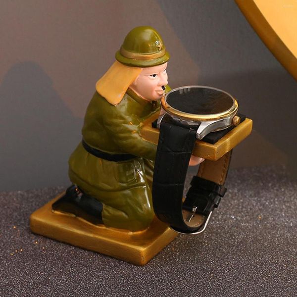 Uhrenboxen, Harzhalter, Ring-Ohrring-Tablett, Dekor, Aufbewahrungsregal, Mehrzweck-Desktop, langlebiger Tisch, japanischer Soldat