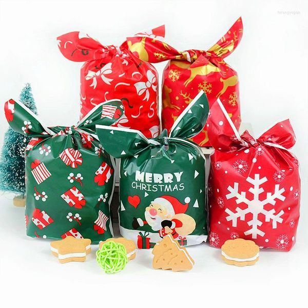 Embrulho de presente 25/50pcs Merry Chrsitmas Santa Claus Deer Snowfalke Padrão Biscoitos de Candy Bags de Decoração de Natal