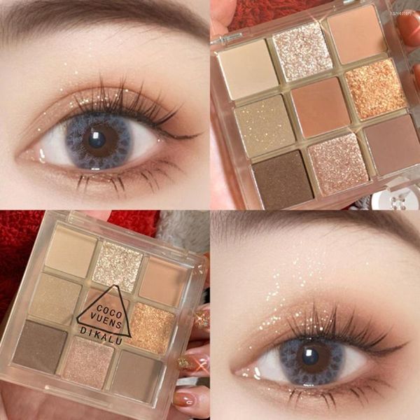 Placa de sombra para os olhos Multicolor portátil 9 Cores Makeup Glitter Eyeshadow Palette para acessórios de uso diário