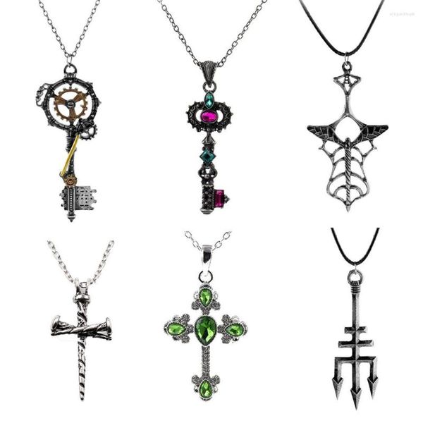 Colares pendentes requintados colar de chave de engrenagem feminina para mulheres punk punk preto festa casual jóias acessórios