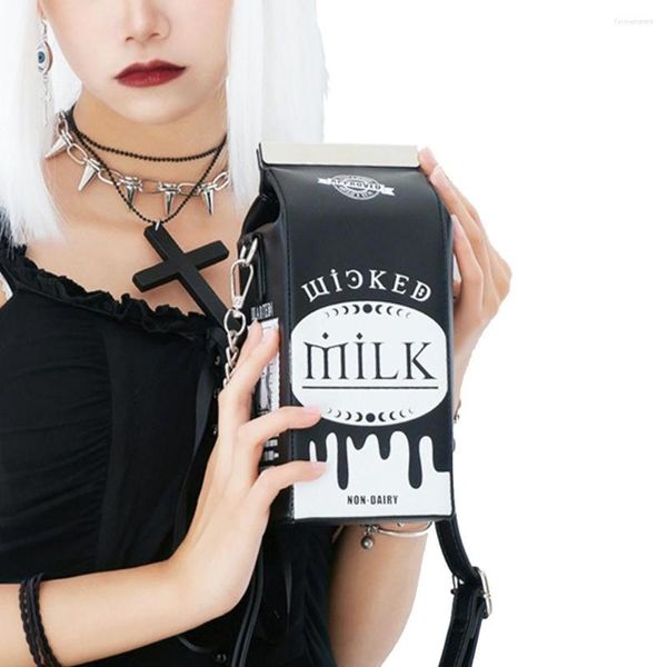 Borse da sera Borse e borsette per scatola di latte stile Harajuku nere per donna Pochette punk femminile con tracolla a tracolla da donna alla moda