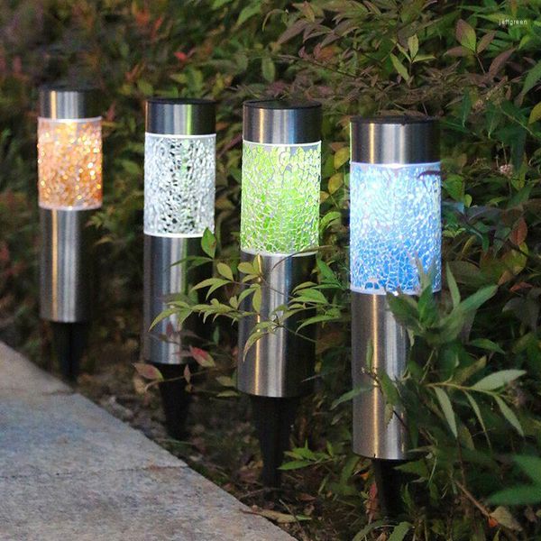 Lampada solare da giardino a mosaico per esterni con presa a terra in acciaio inox LED notturna impermeabile decorativa da giardino