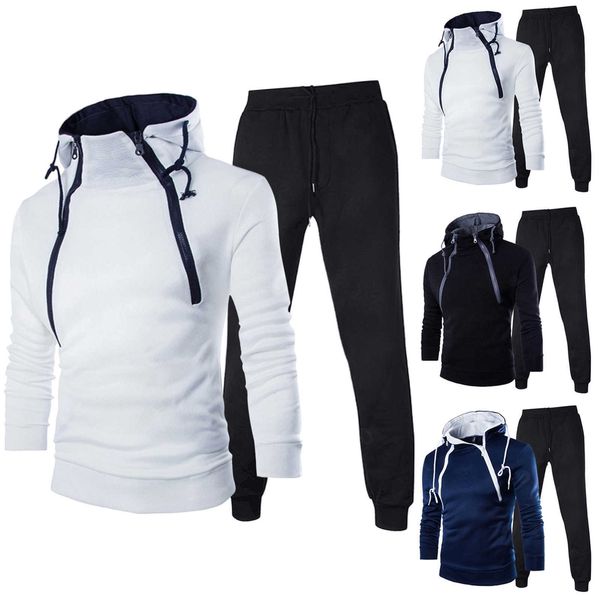 Herren-Trainingsanzüge 2022 Neue Mode für Herren Herbst/Winter Reißverschluss-Hoodie und Jogginghose lässiger Kapuzenpullover-Trainingsanzug flauschiger warmer Jogginganzug G221007