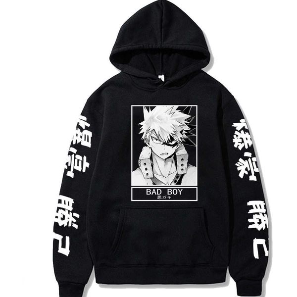 Moletons de moletons de moletons do anime Boku No Hero Academia Manga Bakugou Graphic Sportswear Cosplay Hip Hop Roupas G221008