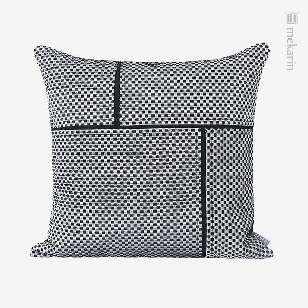 Cuscino Designer Originale in Bianco E Nero Pied De Poule Modello Cuciture Quadrate El Divano Letto Decorazione Domestica Federa