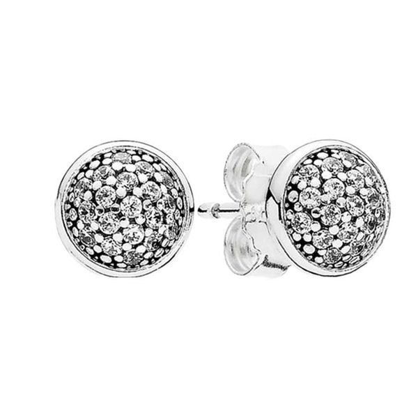 Set di orecchini a bottone con disco scintillante in argento sterling 925 per donna uomo con scatola originale per orecchini regalo fidanzata con diamanti Pandora CZ