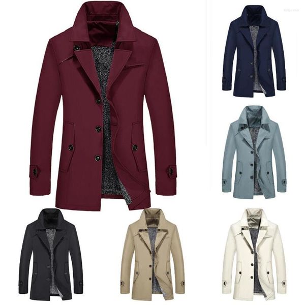 Herren Trenchcoats Groß-/Einzelhandel 2022 Winter Warme Mode Herren Oberbekleidung Business Casual Slim Fit Mittellange Fleecejacke Übergroß