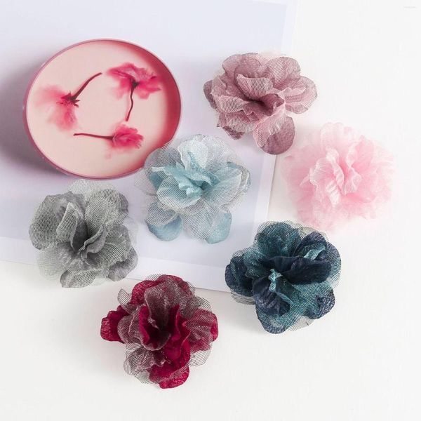 Fiori decorativi 20 Pz/lotto Colori Della Miscela Fiore Artificiale Del Tessuto Dell'annata Per Gli Accessori Chic Della Clip di Capelli Della Fascia Delle Ragazze FAI DA TE