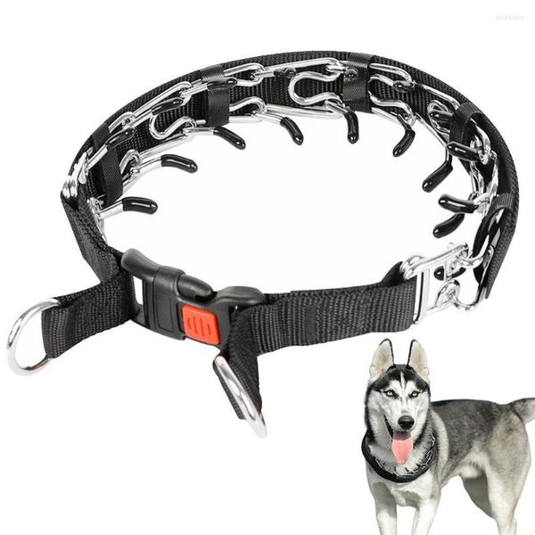Hundehalsbänder Haustier-Zinkenhalsband für Hunde, verstellbares Choke-Pinch-Training mit Gummispitzen, Nylon-Abdeckung, klein, mittel, groß