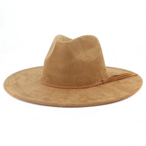 Klassischer Wildleder-Fedora-Hut mit 9,5 cm breiter Krempe für Damen und Herren, Kirche, Jazz-Hüte, Hochzeit, Dekoration für formelle Kleidung, ca