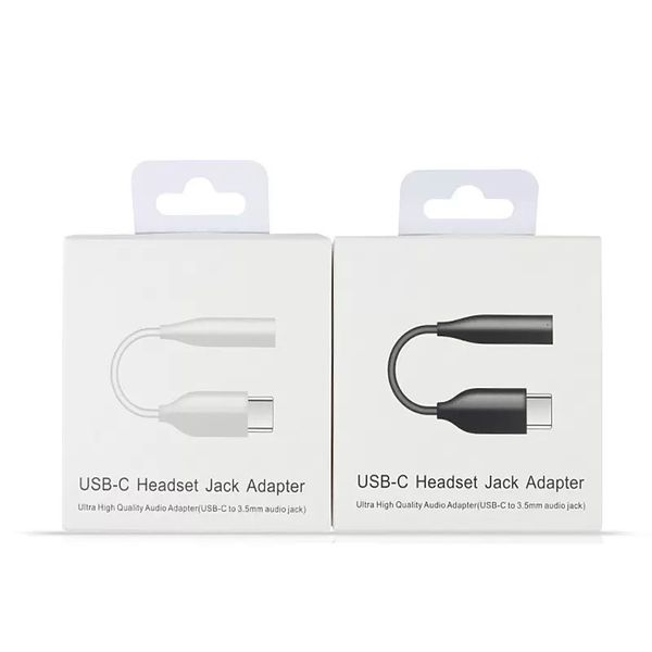 Para samsung fone de fone de ouvido Tipo-C USB-C masculino a 3,5 mm Adaptador AUX Audio feminino com caixa de varejo de chip S22 S21 Nota 10 20 Plus Adaptadores de telefone celular