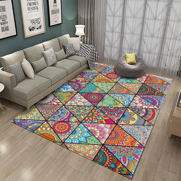 Tapetes 2022Non Slip bohemian estilo mandala padrão floral tapete tapete de tape