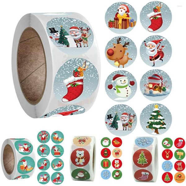 Geschenkpapier 500 Stück 1 Zoll Weihnachtssiegelaufkleber Baum Elch Süßigkeitentasche Cristmas Box Label Weihnachtsdekoration für Zuhause