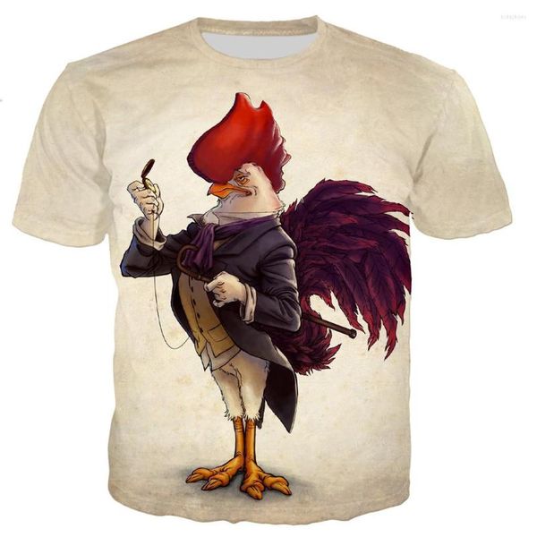 Herren T-Shirts Tier Huhn Männer/Frauen Mode Coole 3D-gedruckte T-Shirts Lässiges T-Shirt im Harajuku-Stil