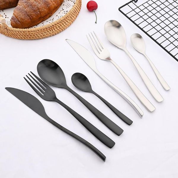 Besteck-Sets, mattes Geschirr, schwarzes Besteck-Set, 304 Edelstahl, luxuriöses Geschirr, für Zuhause, Gabel, Löffel, Messer, Küche, Besteck