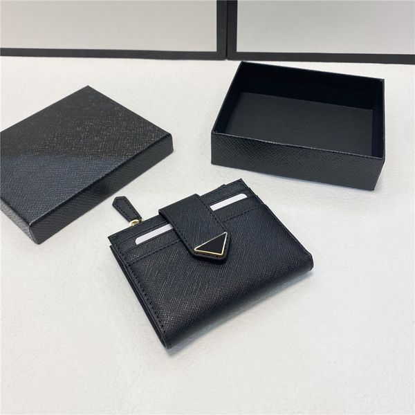 Nuovi portafogli in vera pelle di design Porta carte con fibbia a triangolo Uomo Donna Portafogli pieghevoli con scatola