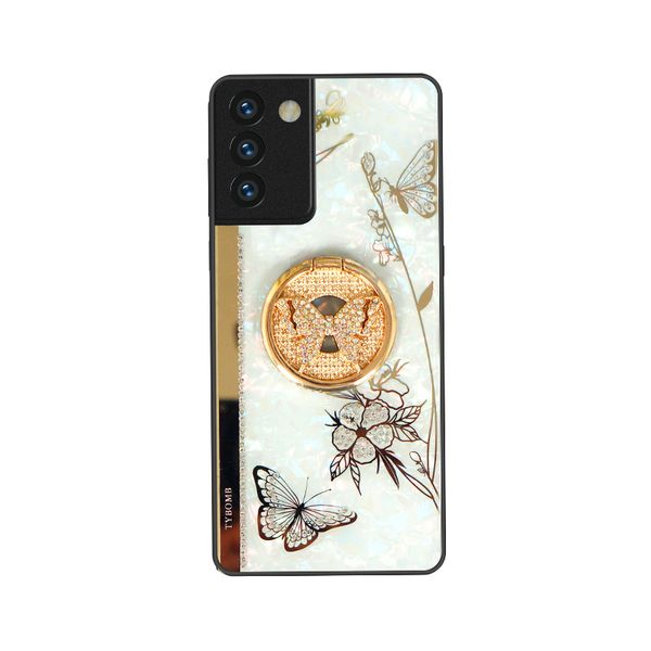 Butterfly Love Flower Mobile Phore Case Crose, инкрустированный алмазом, дизайнер кронштейнов Bling для Samsung S21 FE U P S20 Примечание 20 Крыш с мобильными телефонами.