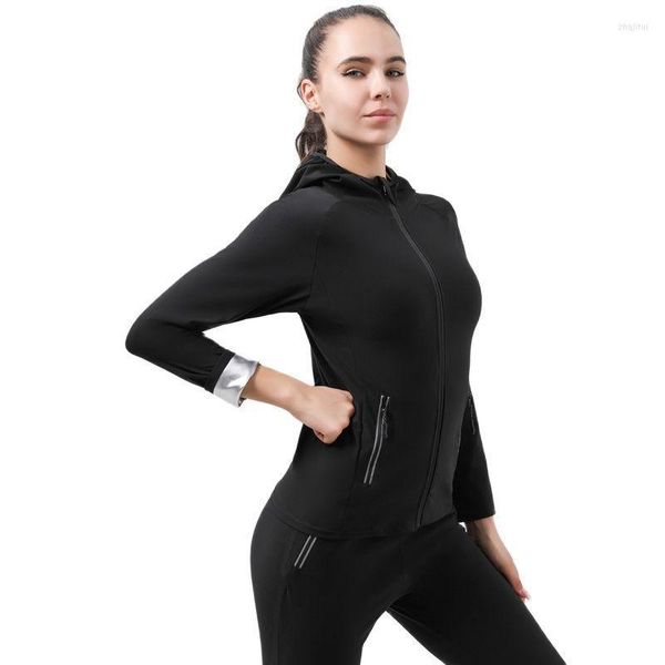 Intimo modellante da donna Tuta da sauna da donna Abbigliamento da palestra da donna con felpe con cappuccio da tasca Pullover Abbigliamento sportivo Allenamento fitness Perdita di peso Sudorazione