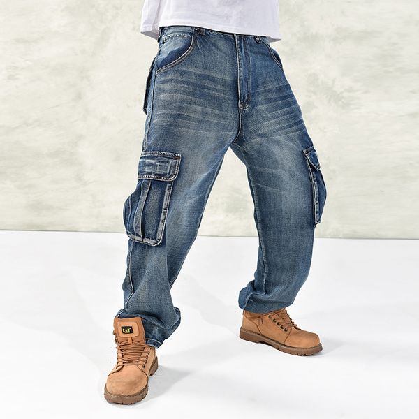 Herren Jeans Männer Casual Cargo Jeans Hosen Mit Multi Taschen Lose Fit Hip Hop Denim Hosen Für Männer Baggy Jeans plus Größe 3046 221010