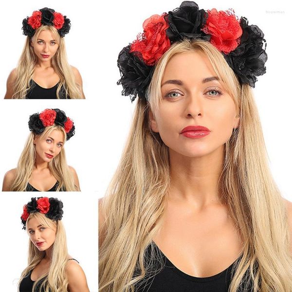 Kopfbedeckungen, Junk-Stirnband, Herbst-Accessoires, Blume, Rose, Abschlussball-Kopfschmuck, verstellbare Halloween-Stirnbänder für Frauen, geknotete Kopfbedeckungen