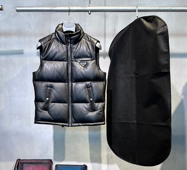 Designer's New Männer Schaffell Leder Down Coat Luxusmarke High-End-Westejacke
