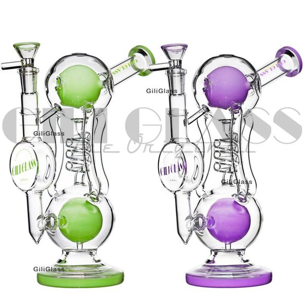 10 Zoll Recycler Shisha Glaskugelbrenner Rohrbong Dab Rig Wasserbongs Kräuteröl Bohrinseln Rohre Wasser Quarz Banger Bubbler Raucherzubehör Schüssel