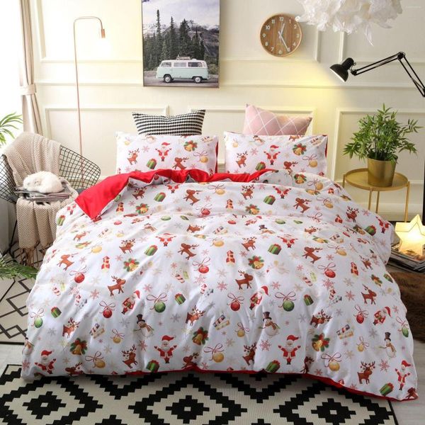 Bedding conjuntos de capa de Natal Conjunto de solteiro edredom para crianças Papai Noel Papaine Gift Microfiber Bedalhes quadter de colcha