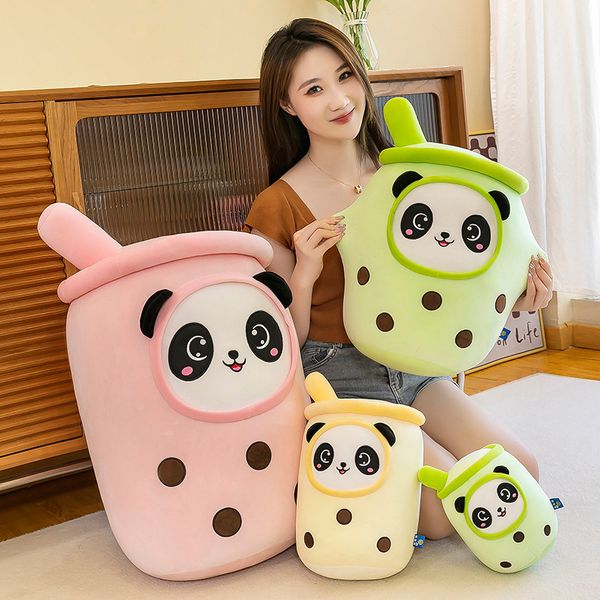 2022 Фаршированные животные плюшевые куклы Panda Milk Tea Cup Plush Toy для девочек, чтобы спать большие подушки C99