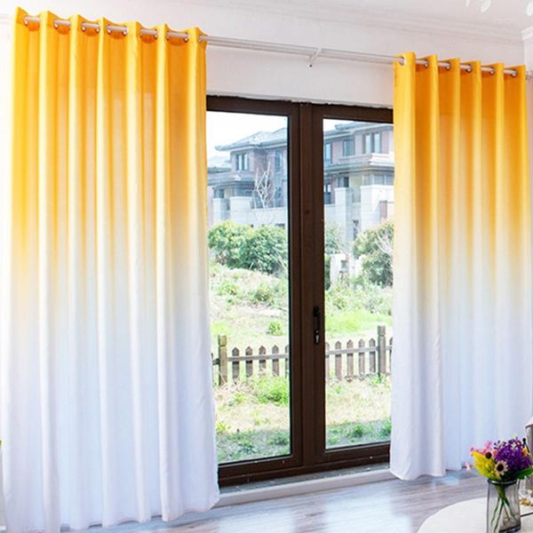 Vorhang Fantasy Pure Color Oberer Farbverlauf Schlafzimmer Fensterpaneel Grau Blau Halbschattig Wohnzimmer