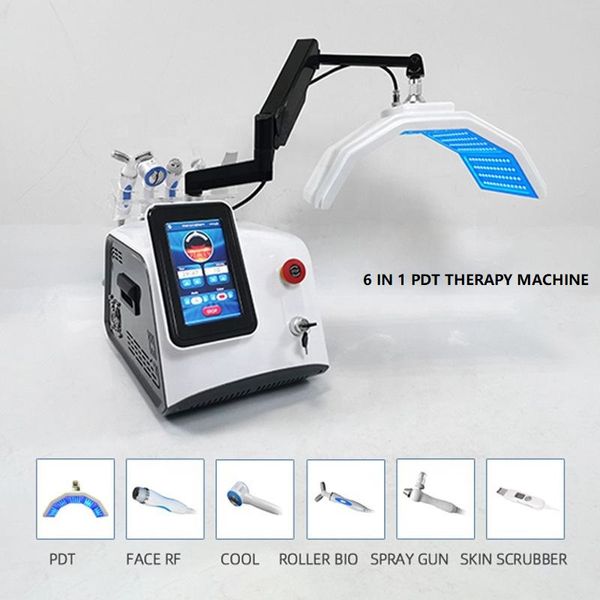 LED-Hautverjüngungsmaschine 6-in-1-RF-Sauerstoffstrahl-Gesichtspflege-Tiefenreinigungsinstrument 7-Farben-LED-PDT-Straffungs-Gesichtsaufhellungs-Phototherapie-Ausrüstung Kalter Hammer