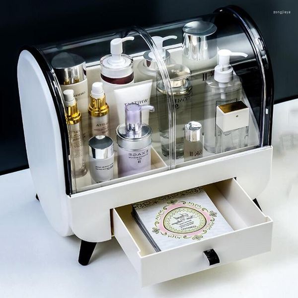 Caixas de armazenamento caixa de maquiagem à prova de poeira Cuidado de pele de produtos para a pele do gabinete do gabinete Batom Batom Finalizador