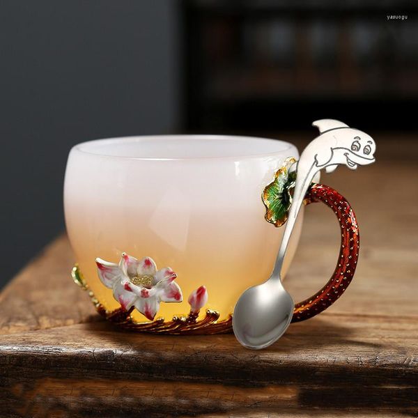 Tassen Untertassen Farbige Glasur Emaille Glas Kaffee Set Kristall Tee Tassen Mit Löffel Geschenke Geschenke Kreative Küche Geschirr 200ML