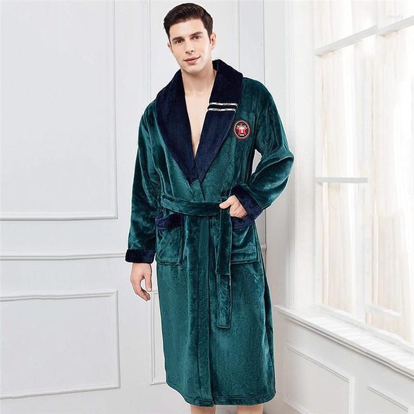 Indumenti da notte da uomo oversize 3XL Kimono Abito da bagno Abito in pile di corallo per uomo Caldo morbido unisex Accappatoio con risvolto Lingerie Indumenti da notte per gli amanti