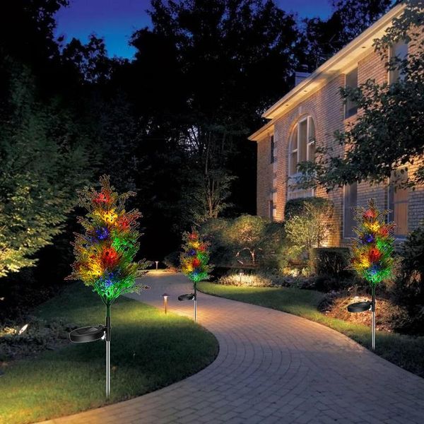 Flores decorativas Solar Pine Tree Lights Light suprimentos de jardinagem Lâmpada solar Lâmpada de sol ao ar livre Mudança Decoração de Natal à prova d'água