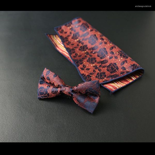 Papillon Blu Rosa Uomo Farfalla Cravatta Vino Pre-Fiocco Per Uomo Seta Rosso Nero Paisley Floreale Abito Fazzoletto Colletto Cravatta Matrimonio Rimovibile