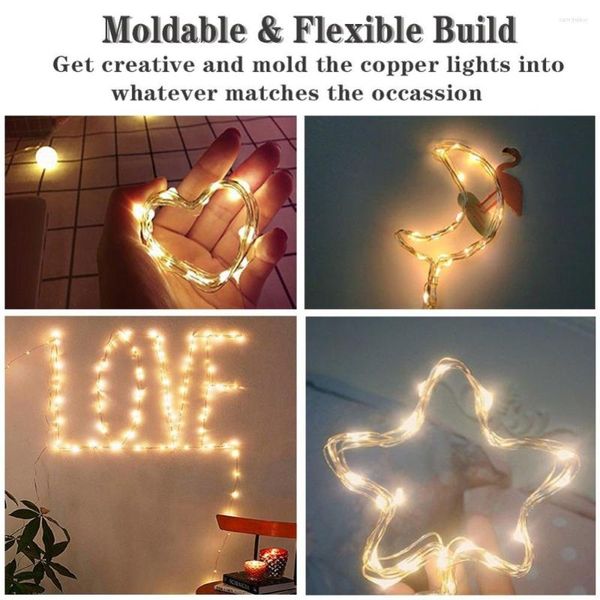 Stringhe impermeabili per vacanze LED String Light Filo di rame Corda stellata Luci fiabesche flessibili Festa all'aperto Giardino Matrimonio Decorazione fai da te