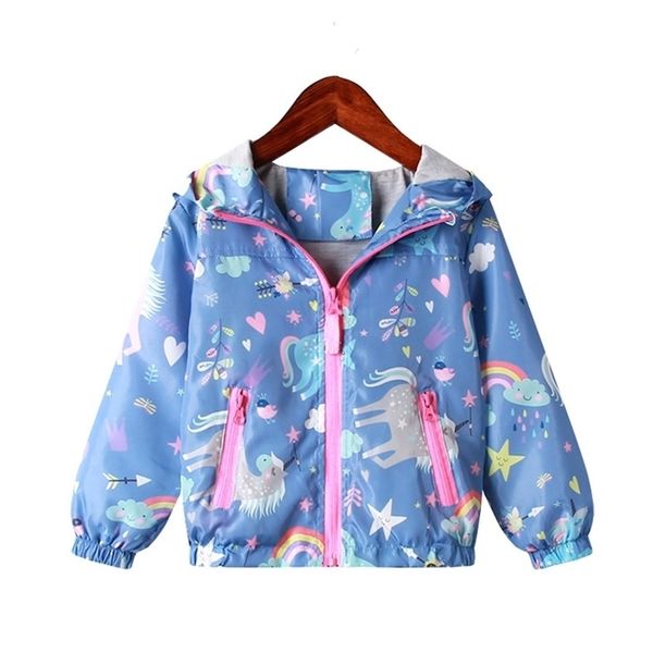 Vestes de printemps pour filles, manteaux à capuche, motif licorne arc-en-ciel, vêtements d'extérieur pour enfants, coupe-vent, automne 221010