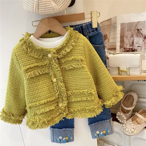 JACETES CRODADES DA CRIANÇAS Spring Autumn Casat for Girls Outwear Solid Green Princess Roupfits 2 8 anos Garota de crianças 221010