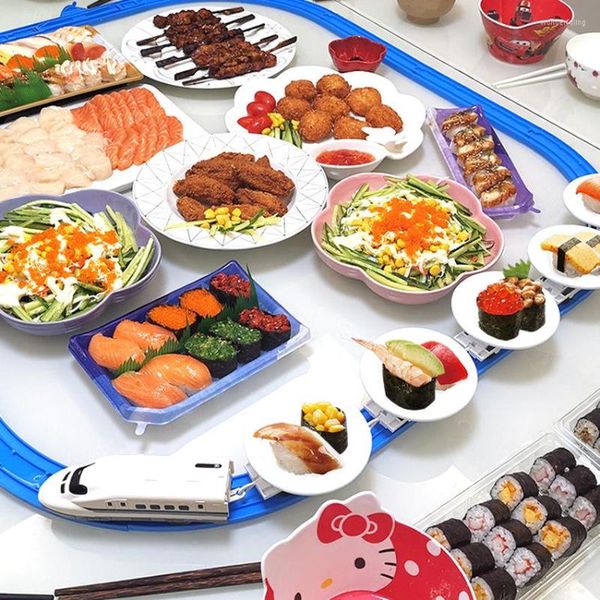 Platten Haushalt Mini Förderband Sushi Spielzeug Zug Elektrische Spur Drehtisch DIY Spleißen Kinder