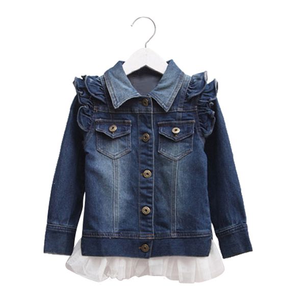 Ceketler 3 12 Yıllık Bebek Kızlar Denim Moda Çocuklar Dantel ve Demin Kids Ceket Giyim 221010'da Patchwork