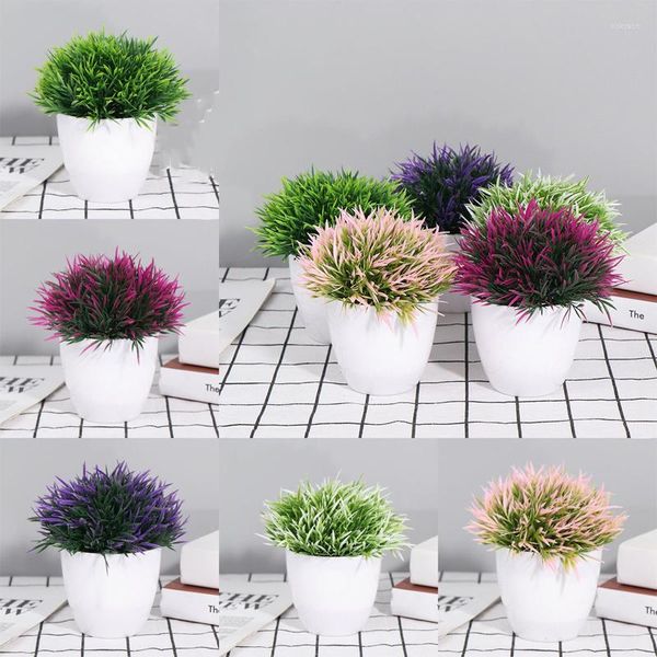 Flores decorativas 1pc Planta artificial Bonsai Simulação Plástico Pequeno panela de árvore em vasos de ornamentos para mesa em casa El Garden Decor por atacado