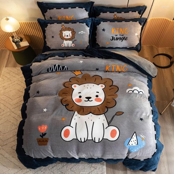 Yatak takımları sevimli ikiz çocuklar set yumuşak yorgan kapağı mercan polar çocuklar bebek yorgan yatak sayfası ev tekstil