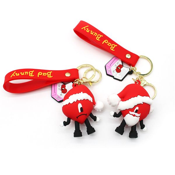 Simpatico cartone animato Natale Bad Bunny Coniglio Cinghie portachiavi Cinghie morbide decorazioni con fibbia Charms per bambini Designer Bag Pendant Nave libera